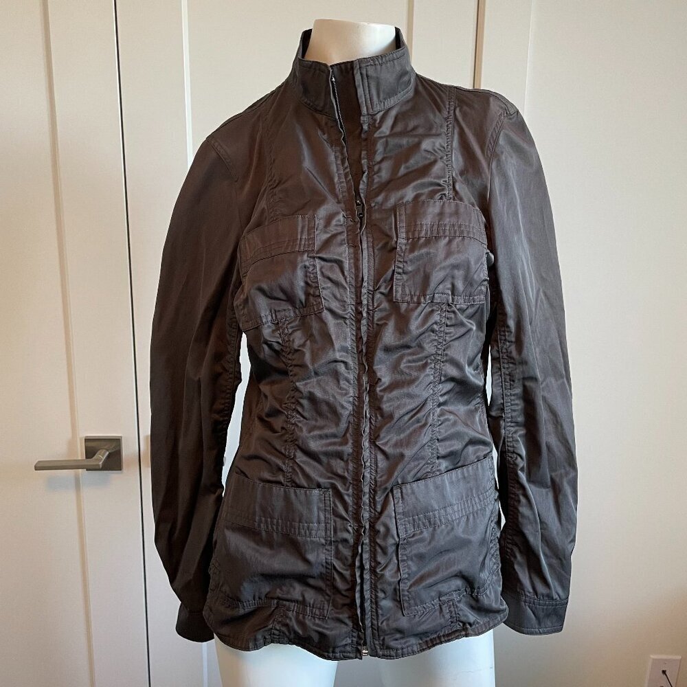 Betty Barclay Collection Lightweight Full Zip Jacket w Ruching Detail Grey Sz 10